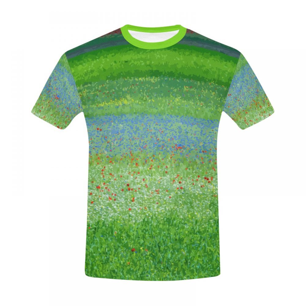 Camiseta Corta México Flores De Campo De Arte Verde Hombre