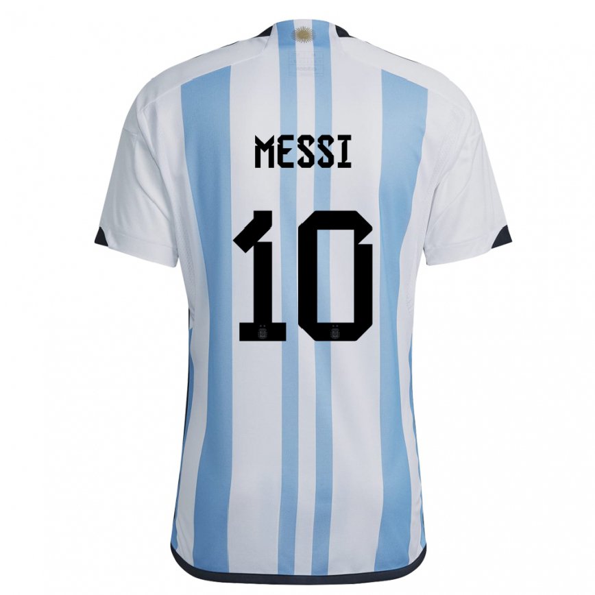 Niño Camiseta Argentina Lionel Messi #10 Blanco Cielo Azul 1ª Equipación 22-24 México