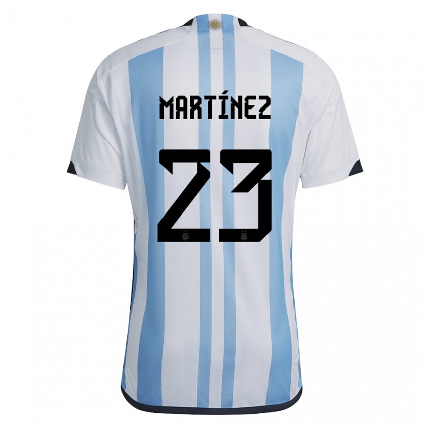 Niño Camiseta Argentina Emiliano Martinez #23 Blanco Cielo Azul 1ª Equipación 22-24 México
