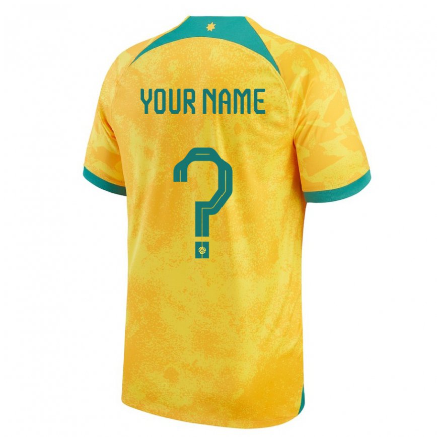 Niño Camiseta Australia Su Nombre #0 Dorado 1ª Equipación 22-24 México