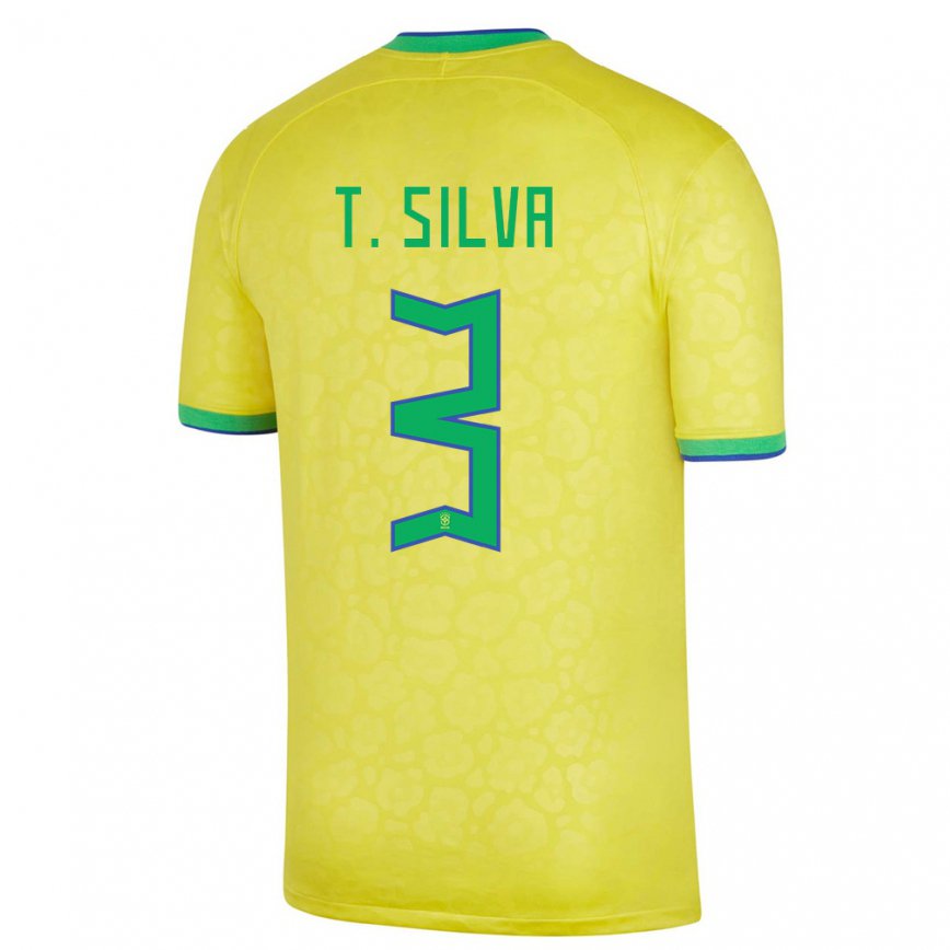 Niño Camiseta Brasil Thiago Silva #3 Amarillo 1ª Equipación 22-24 México