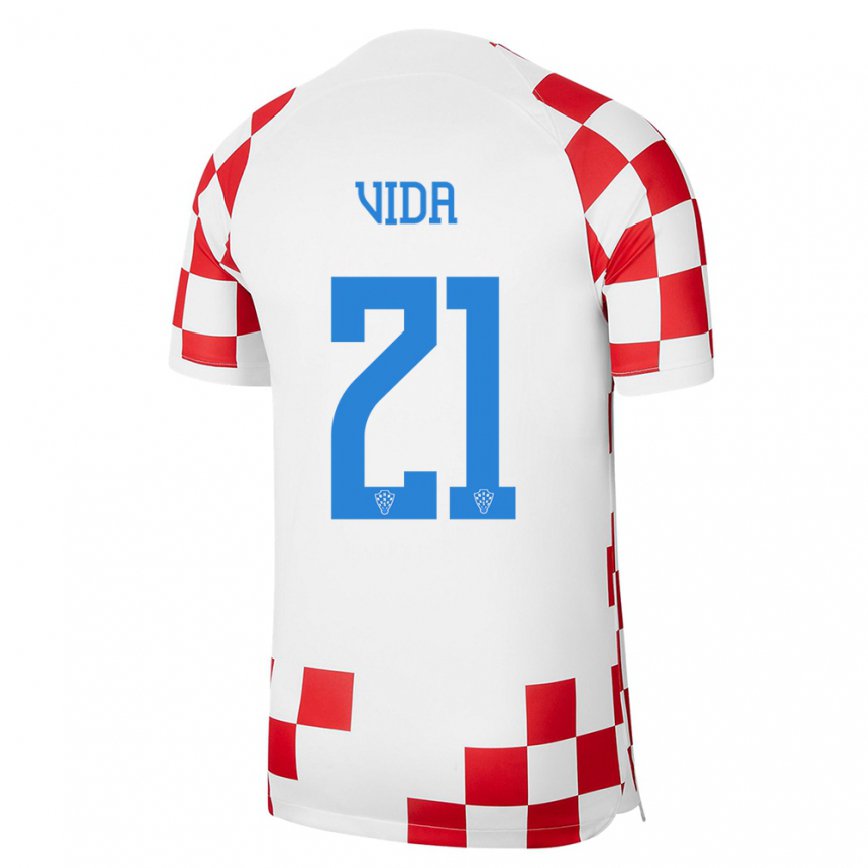 Niño Camiseta Croacia Domagoj Vida #21 Rojo Blanco 1ª Equipación 22-24 México