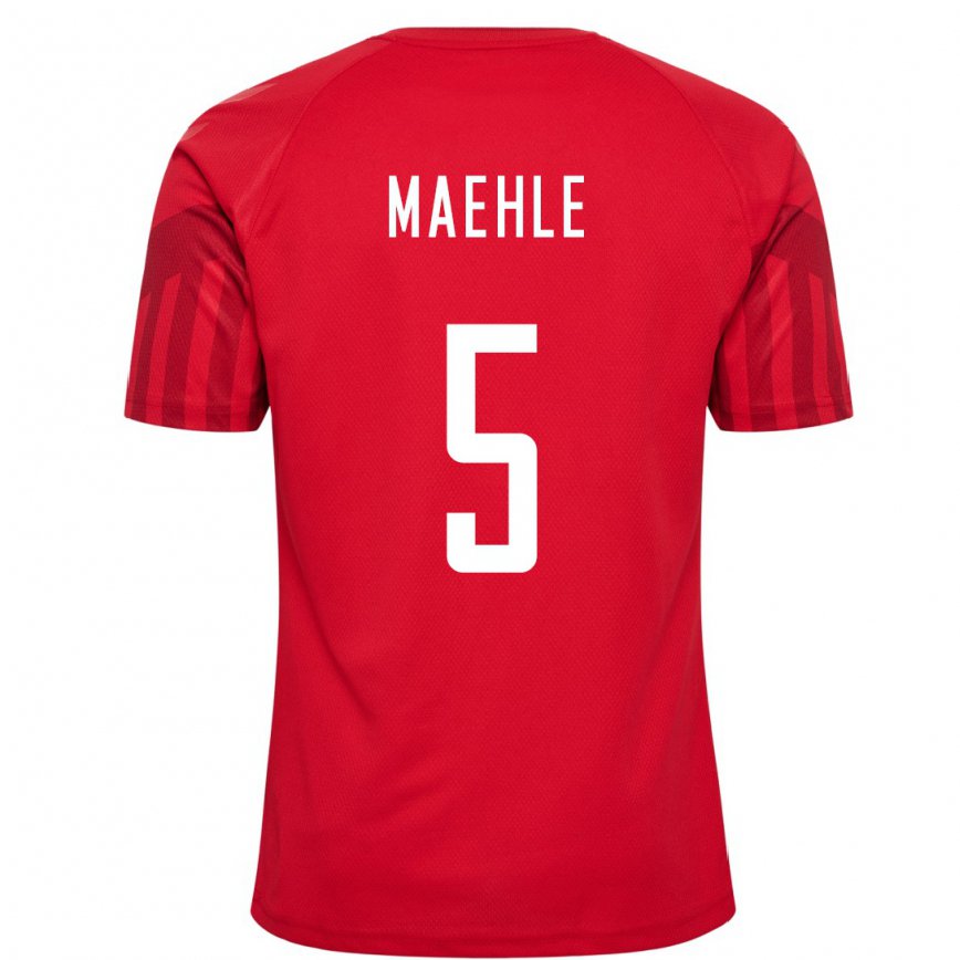 Niño Camiseta Dinamarca Joakim Maehle #5 Rojo 1ª Equipación 22-24 México