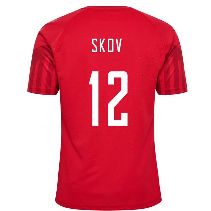 Niño Camiseta Dinamarca Robert Skov #12 Rojo 1ª Equipación 22-24 México