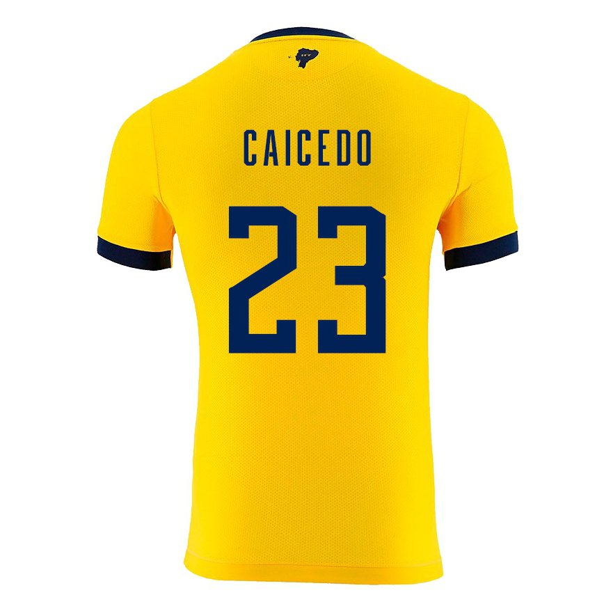 Niño Camiseta Ecuador Moises Caicedo #23 Amarillo 1ª Equipación 22-24 México