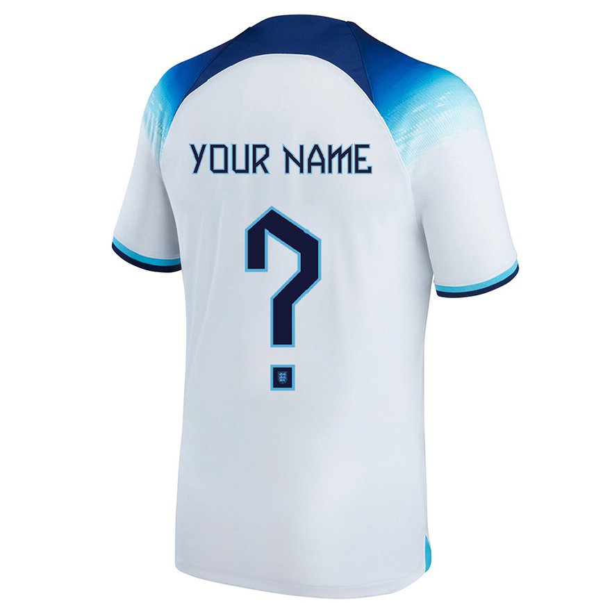 Niño Camiseta Inglaterra Su Nombre #0 Blanco Azul 1ª Equipación 22-24 México