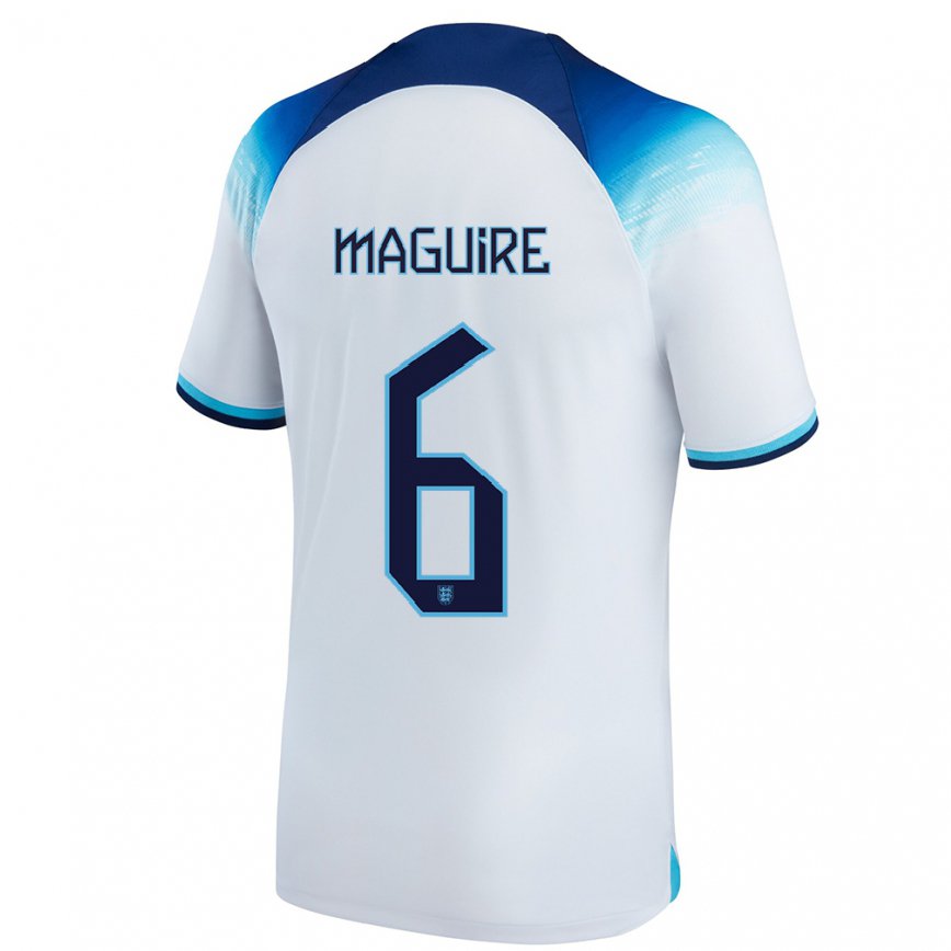 Niño Camiseta Inglaterra Harry Maguire #6 Blanco Azul 1ª Equipación 22-24 México
