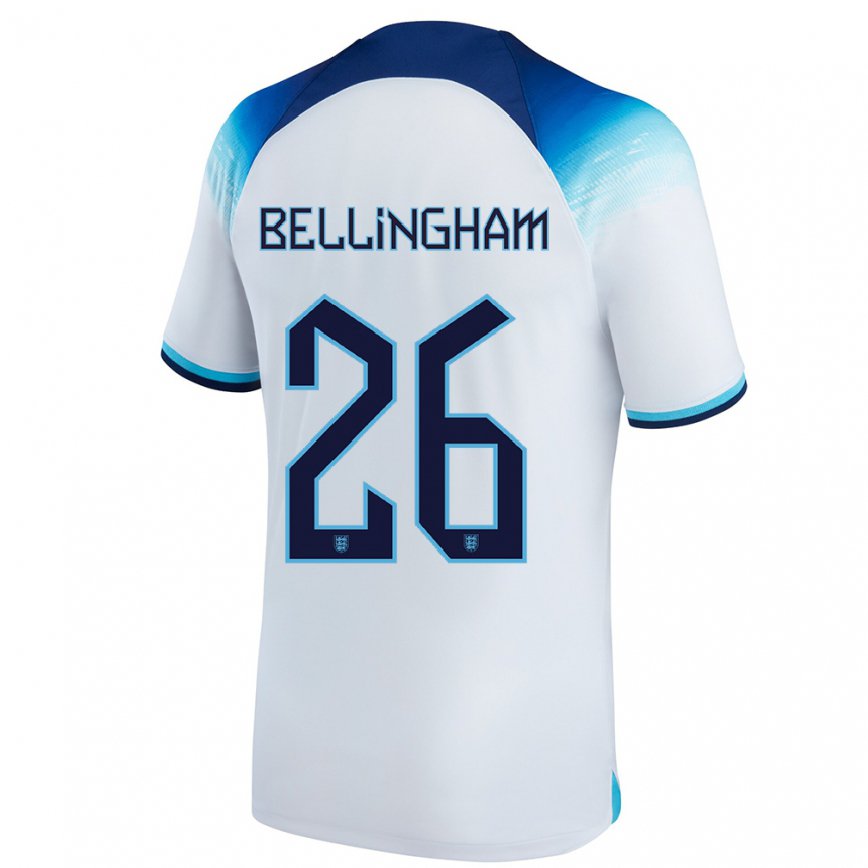Niño Camiseta Inglaterra Jude Bellingham #26 Blanco Azul 1ª Equipación 22-24 México