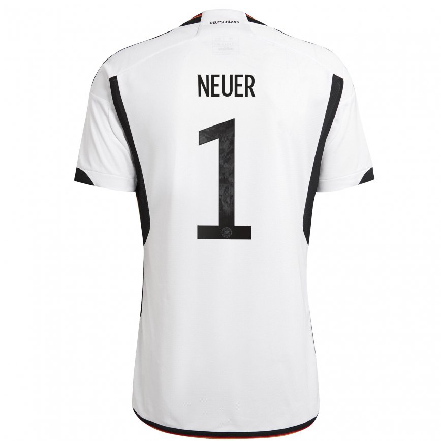 Niño Camiseta Alemania Manuel Neuer #1 Blanco Negro 1ª Equipación 22-24 México