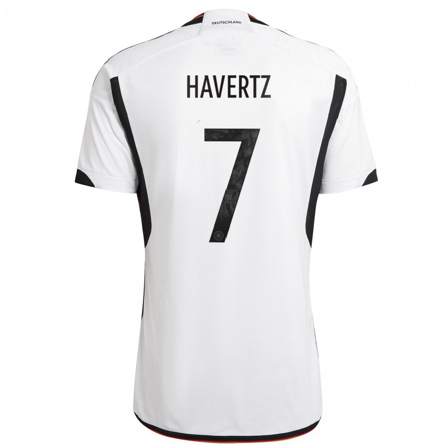 Niño Camiseta Alemania Kai Havertz #7 Blanco Negro 1ª Equipación 22-24 México