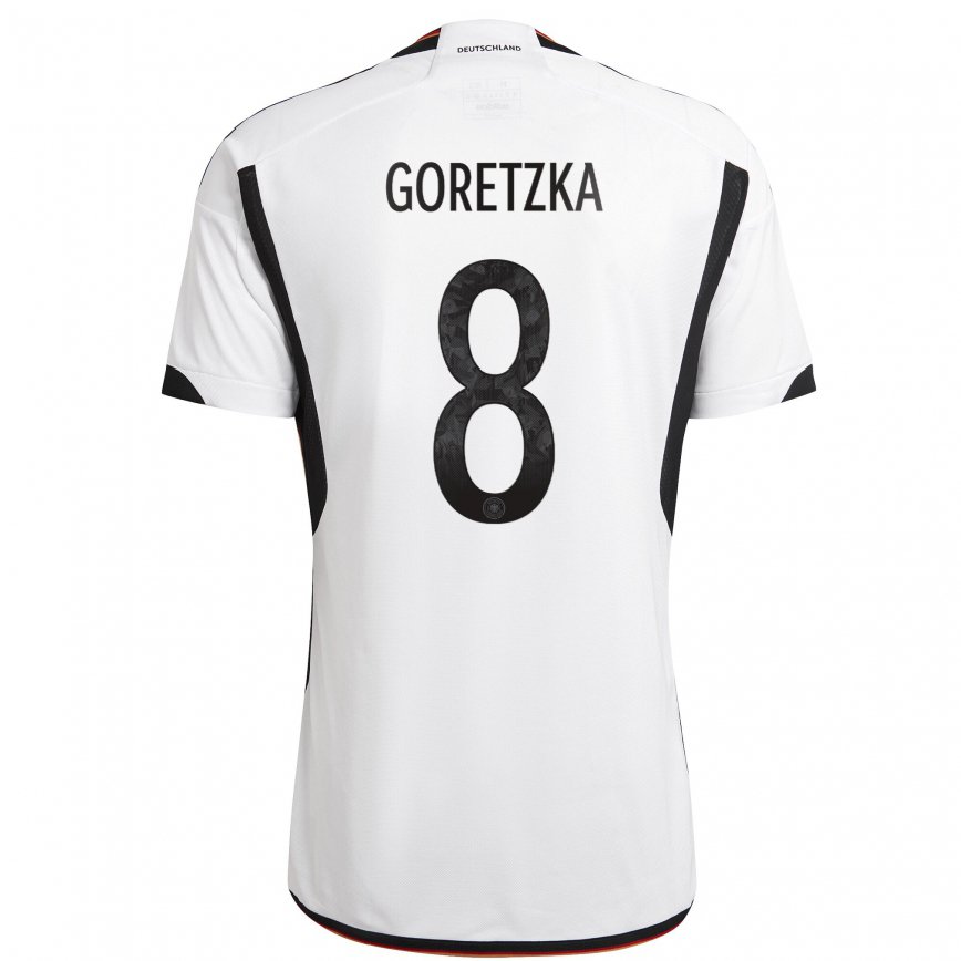 Niño Camiseta Alemania Leon Goretzka #8 Blanco Negro 1ª Equipación 22-24 México