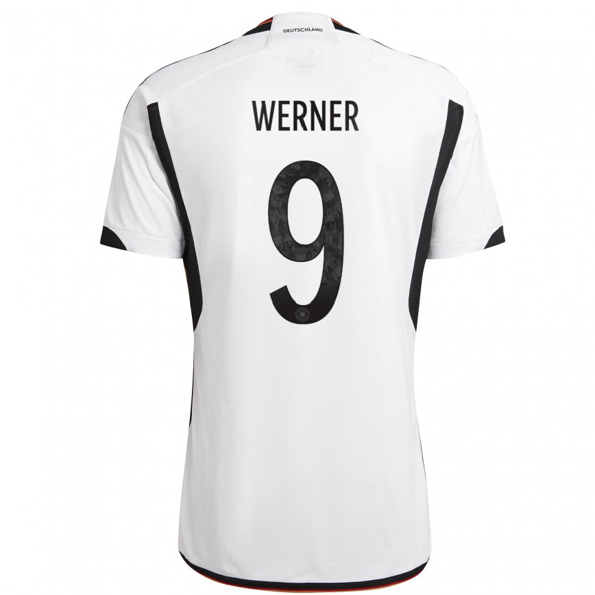 Niño Camiseta Alemania Timo Werner #9 Blanco Negro 1ª Equipación 22-24 México