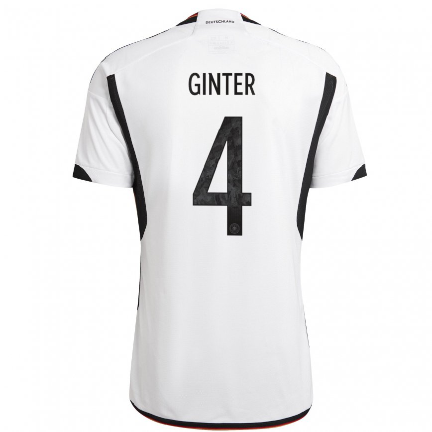 Niño Camiseta Alemania Matthias Ginter #4 Blanco Negro 1ª Equipación 22-24 México