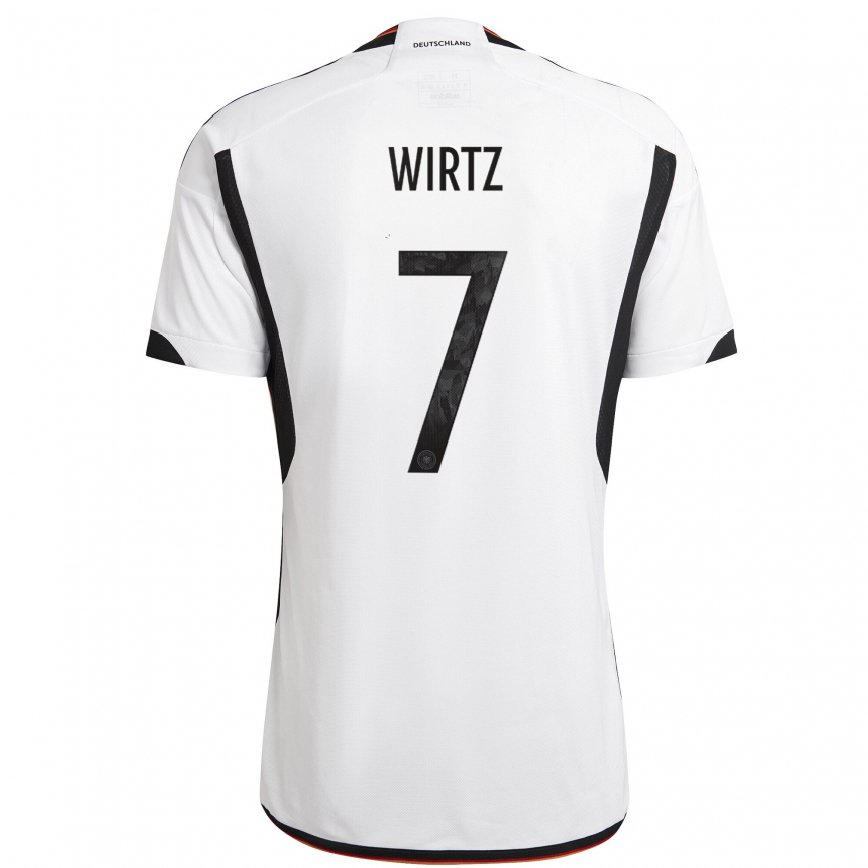 Niño Camiseta Alemania Florian Wirtz #7 Blanco Negro 1ª Equipación 22-24 México