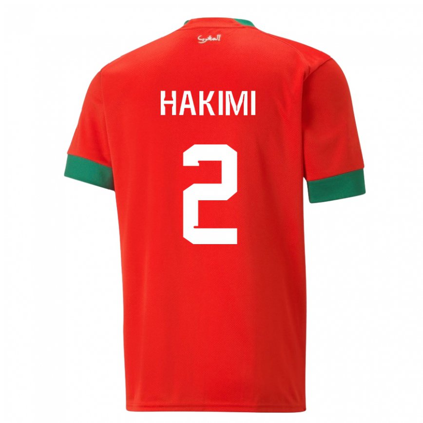 Niño Camiseta Marruecos Achraf Hakimi #2 Rojo 1ª Equipación 22-24 México