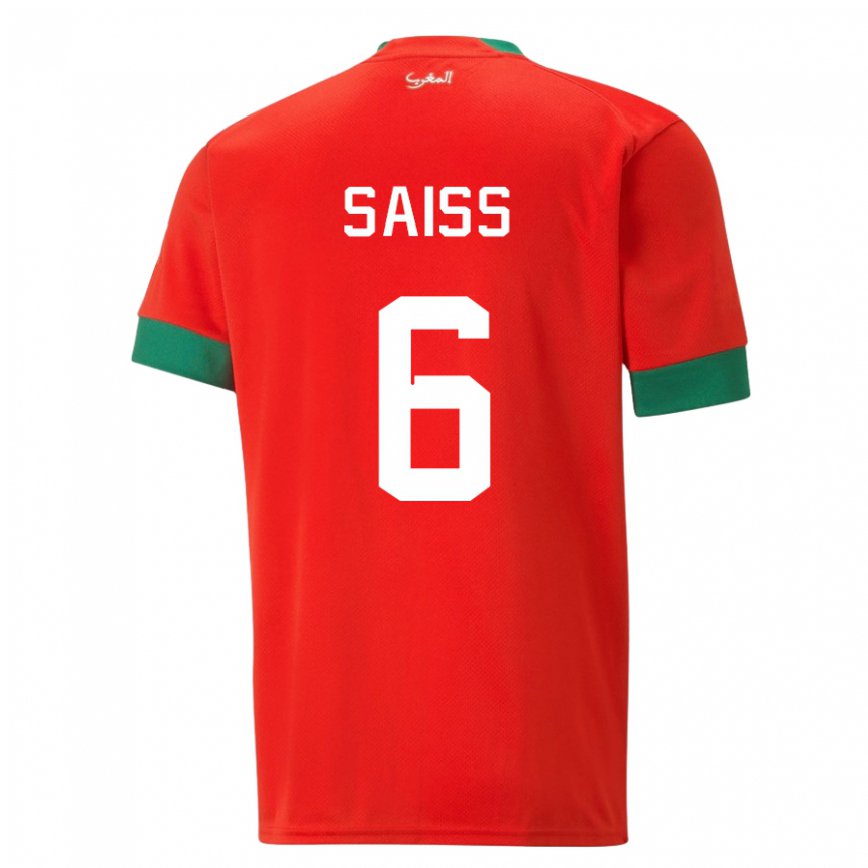 Niño Camiseta Marruecos Romain Saiss #6 Rojo 1ª Equipación 22-24 México