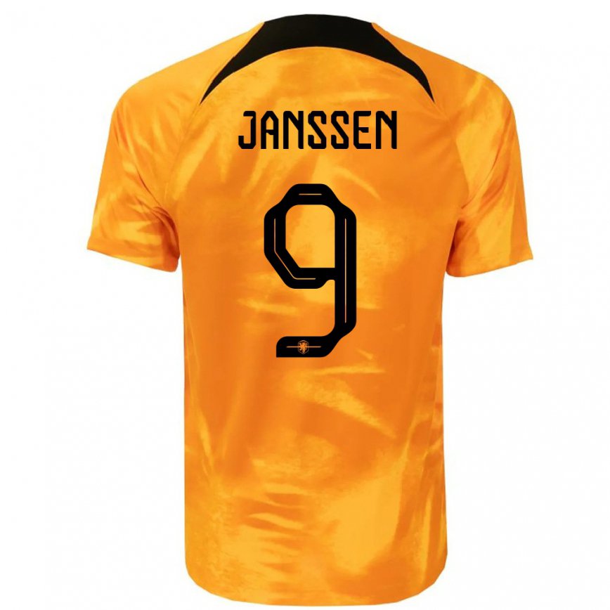 Niño Camiseta Países Bajos Vincent Janssen #9 Naranja Láser 1ª Equipación 22-24 México