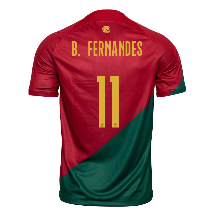 Niño Camiseta Portugal Bruno Fernandes #11 Rojo Verde 1ª Equipación 22-24 México