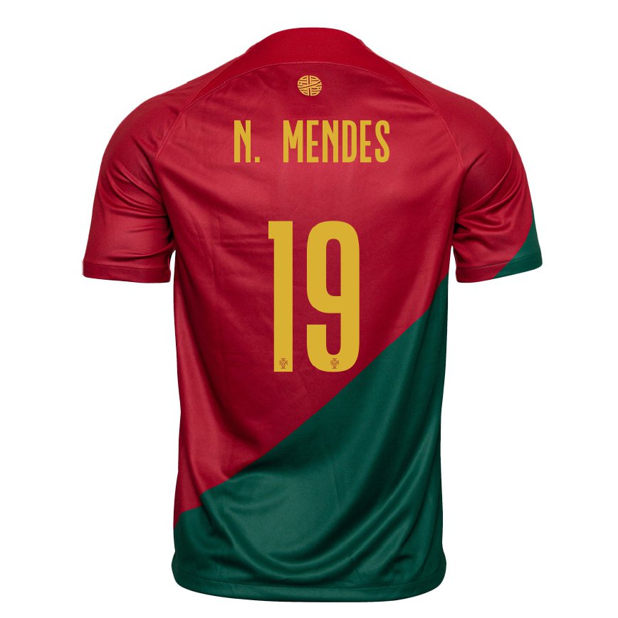 Niño Camiseta Portugal Nuno Mendes #19 Rojo Verde 1ª Equipación 22-24 México