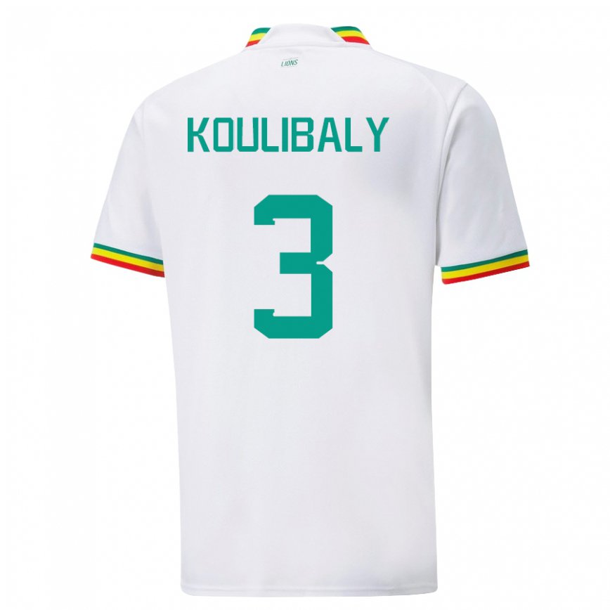 Niño Camiseta Senegal Kalidou Koulibaly #3 Blanco 1ª Equipación 22-24 México
