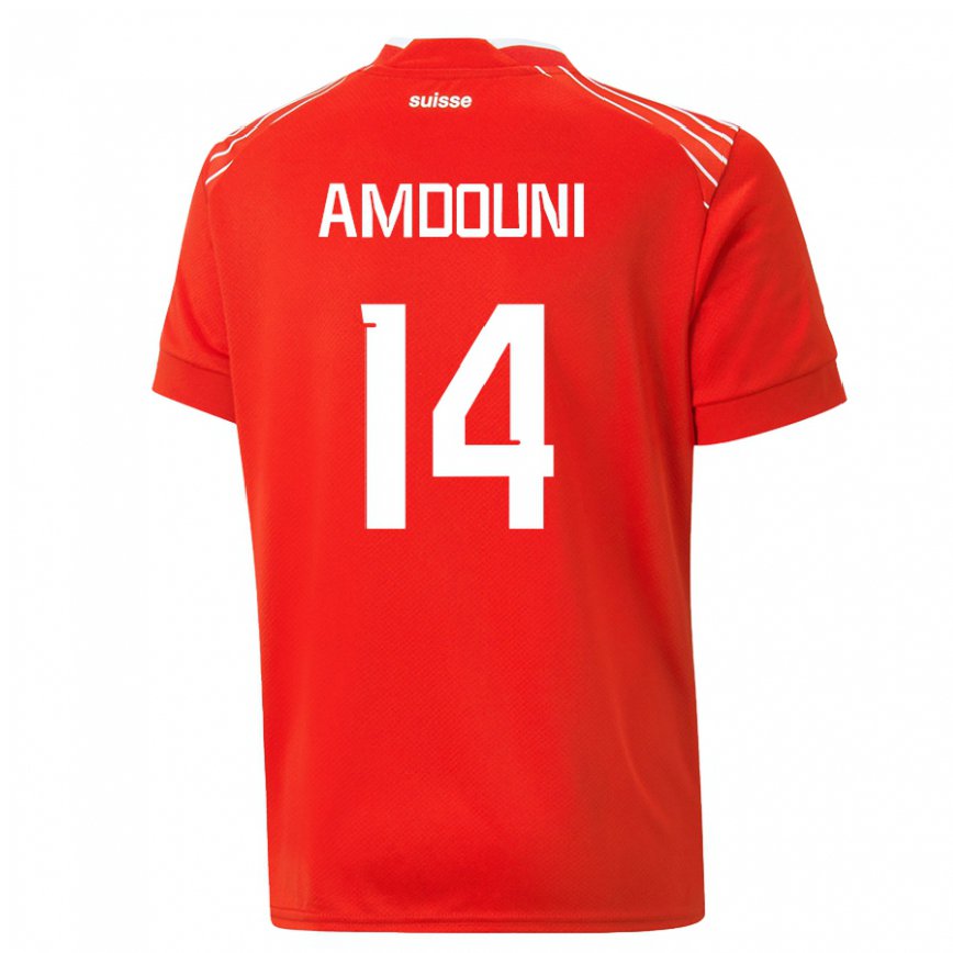 Niño Camiseta Suiza Mohamed Zeki Amdouni #14 Rojo 1ª Equipación 22-24 México