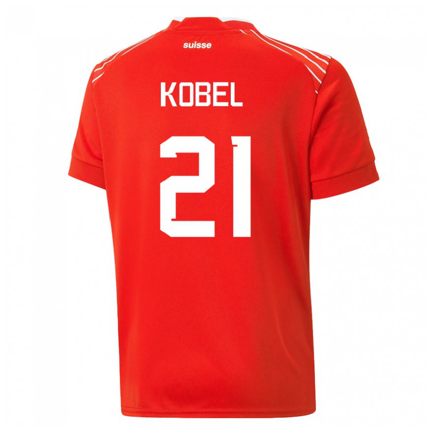 Niño Camiseta Suiza Gregor Kobel #21 Rojo 1ª Equipación 22-24 México
