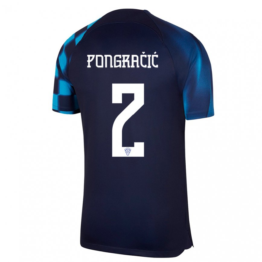 Niño Camiseta Croacia Marin Pongracic #2 Azul Oscuro 2ª Equipación 22-24 México