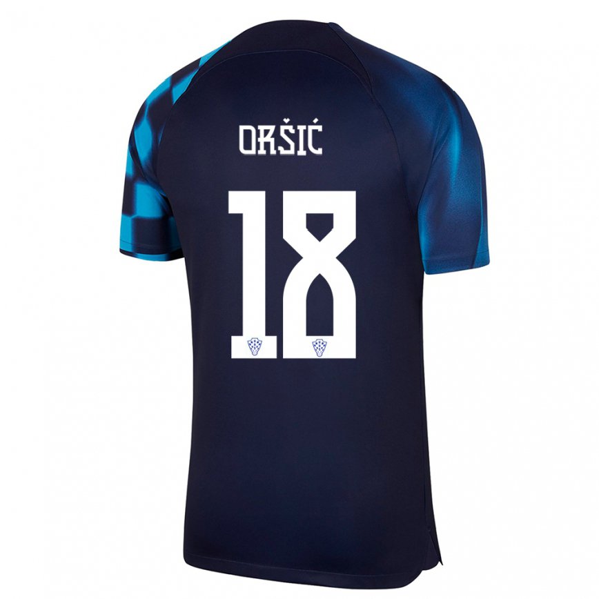 Niño Camiseta Croacia Mislav Orsic #18 Azul Oscuro 2ª Equipación 22-24 México
