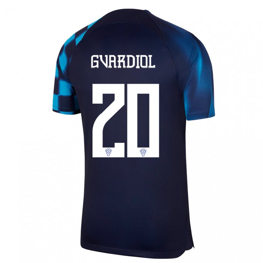 Niño Camiseta Croacia Josko Gvardiol #20 Azul Oscuro 2ª Equipación 22-24 México