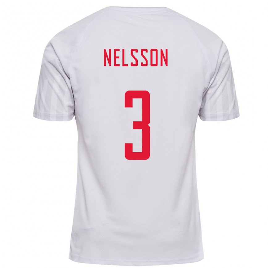 Niño Camiseta Dinamarca Victor Nelsson #3 Blanco 2ª Equipación 22-24 México