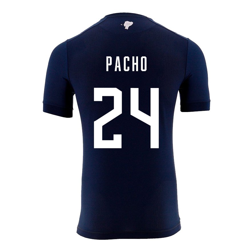 Niño Camiseta Ecuador William Pacho #24 Azul Marino 2ª Equipación 22-24 México