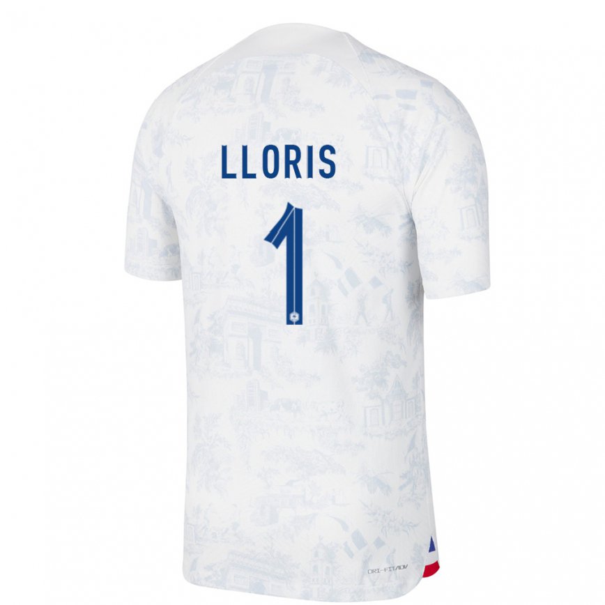 Niño Camiseta Francia Hugo Lloris #1 Blanco Azul 2ª Equipación 22-24 México