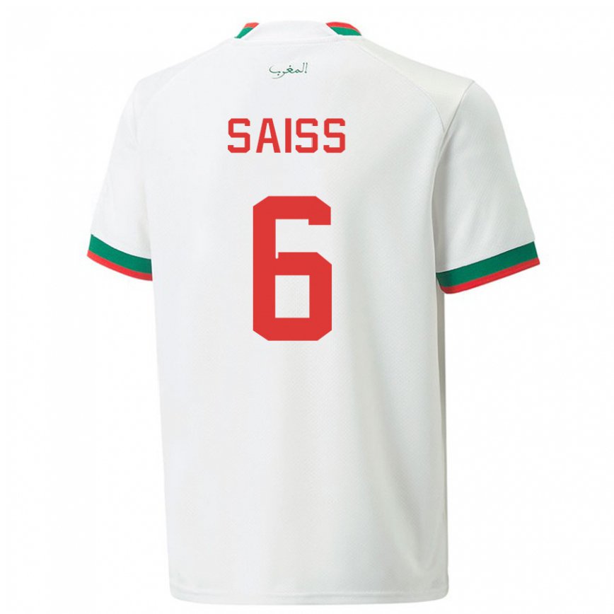 Niño Camiseta Marruecos Romain Saiss #6 Blanco 2ª Equipación 22-24 México
