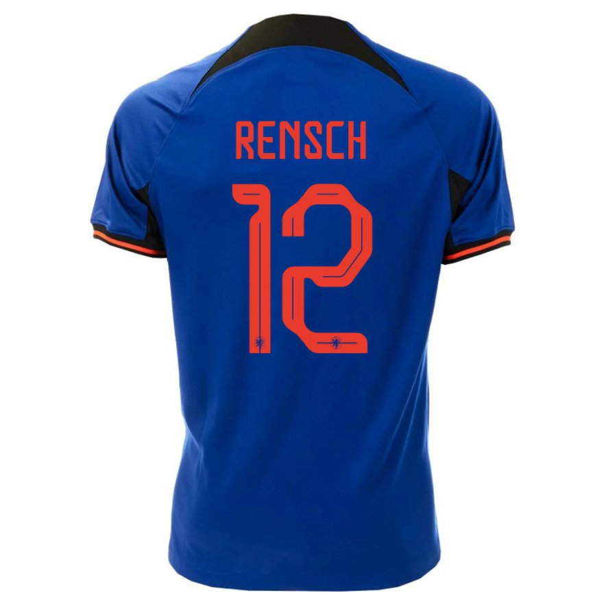 Niño Camiseta Países Bajos Devyne Rensch #12 Azul Real 2ª Equipación 22-24 México