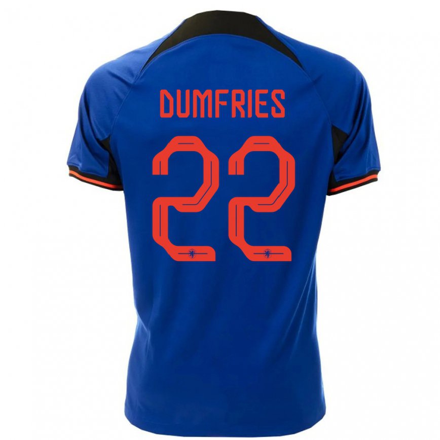Niño Camiseta Países Bajos Denzel Dumfries #22 Azul Real 2ª Equipación 22-24 México