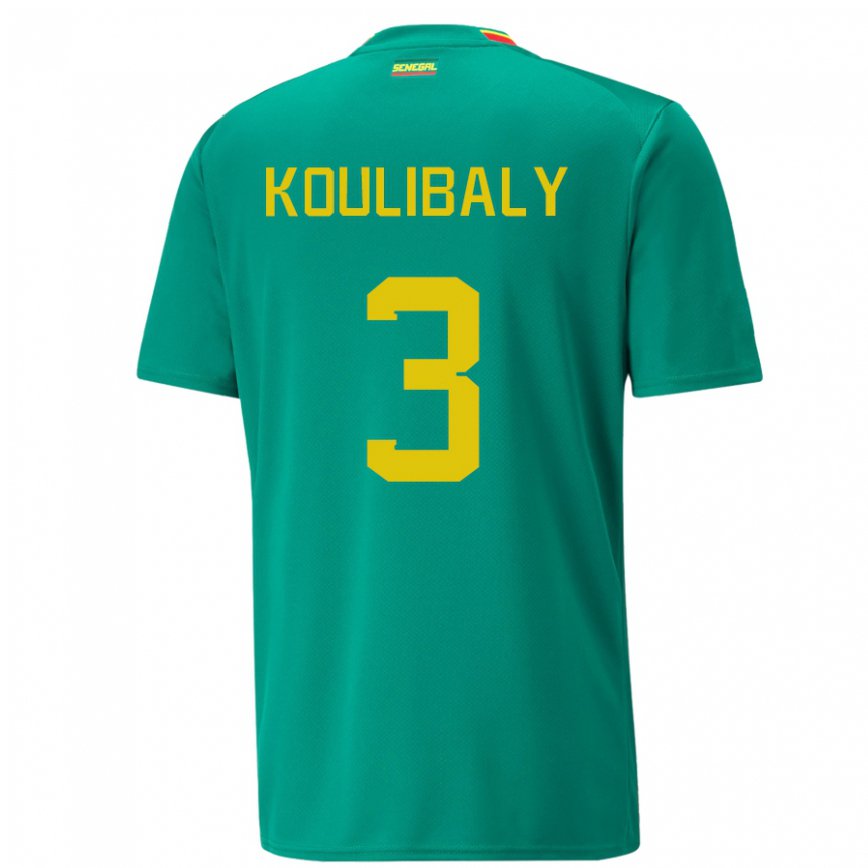 Niño Camiseta Senegal Kalidou Koulibaly #3 Verde 2ª Equipación 22-24 México