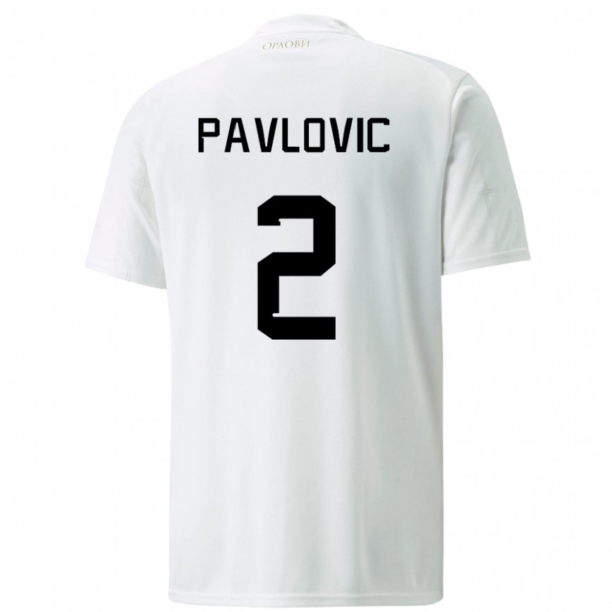 Niño Camiseta Serbia Strahinja Pavlovic #2 Blanco 2ª Equipación 22-24 México