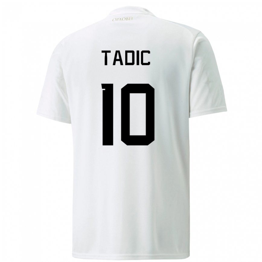 Niño Camiseta Serbia Dusan Tadic #10 Blanco 2ª Equipación 22-24 México