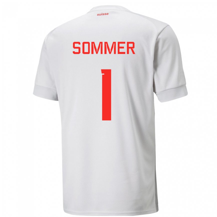 Niño Camiseta Suiza Yann Sommer #1 Blanco 2ª Equipación 22-24 México