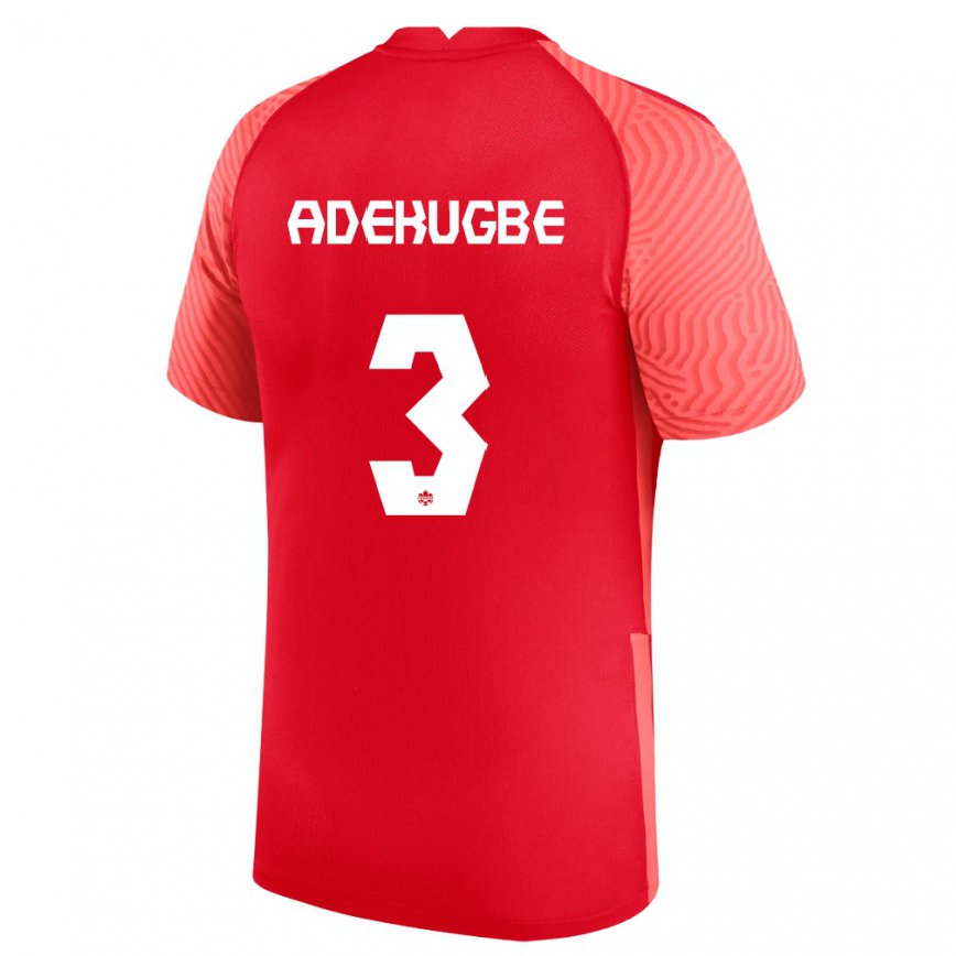 Hombre Camiseta Canadá Samuel Adekugbe #3 Rojo 1ª Equipación 22-24 México
