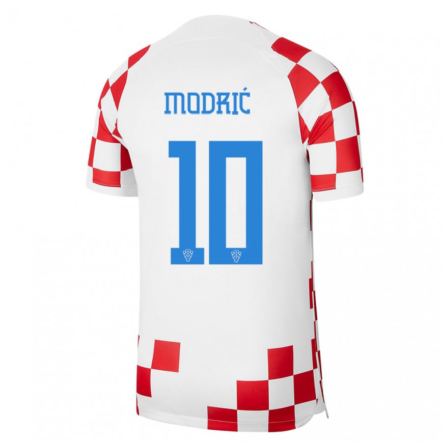 Hombre Camiseta Croacia Luka Modric #10 Rojo Blanco 1ª Equipación 22-24 México