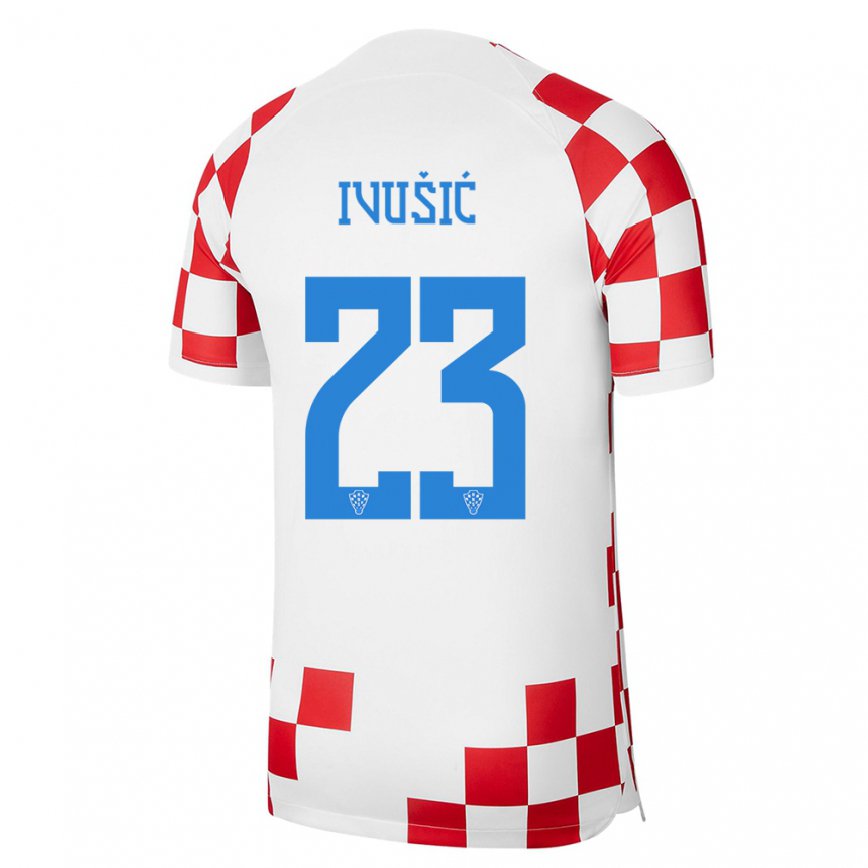 Hombre Camiseta Croacia Ivica Ivusic #23 Rojo Blanco 1ª Equipación 22-24 México