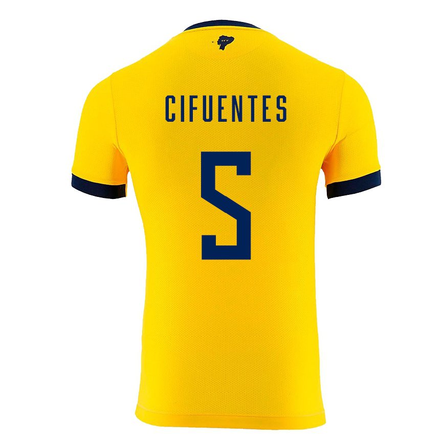 Hombre Camiseta Ecuador Jose Cifuentes #5 Amarillo 1ª Equipación 22-24 México
