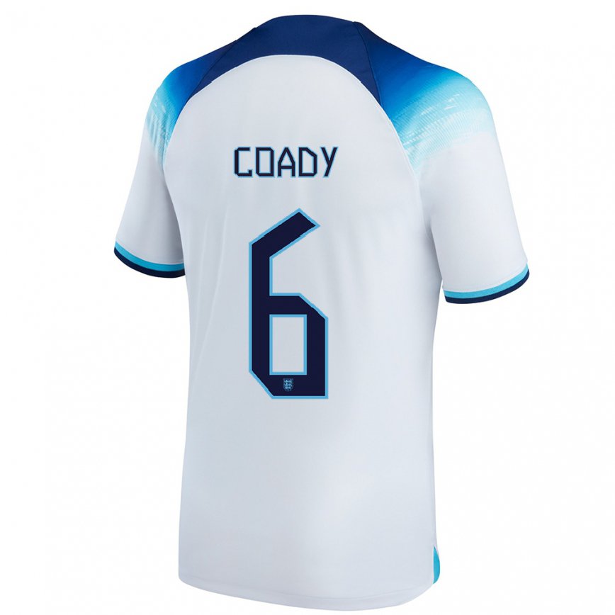 Hombre Camiseta Inglaterra Conor Coady #6 Blanco Azul 1ª Equipación 22-24 México