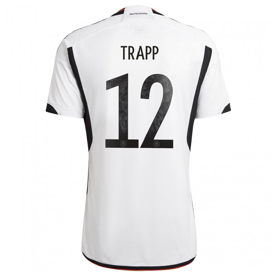 Hombre Camiseta Alemania Kevin Trapp #12 Blanco Negro 1ª Equipación 22-24 México