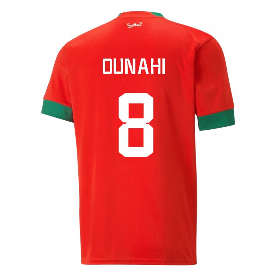 Hombre Camiseta Marruecos Azzeddine Ounahi #8 Rojo 1ª Equipación 22-24 México