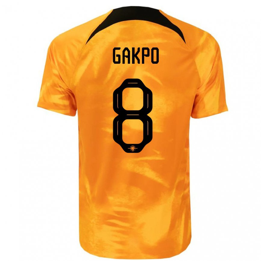 Hombre Camiseta Países Bajos Cody Gakpo #8 Naranja Láser 1ª Equipación 22-24 México