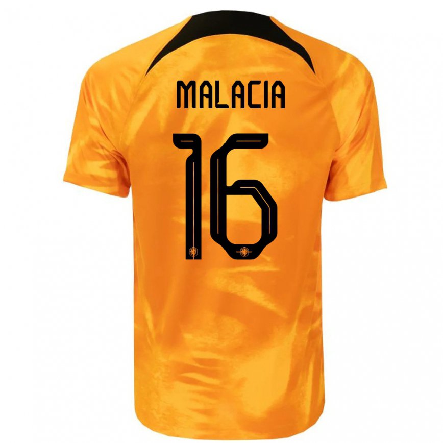 Hombre Camiseta Países Bajos Tyrell Malacia #16 Naranja Láser 1ª Equipación 22-24 México