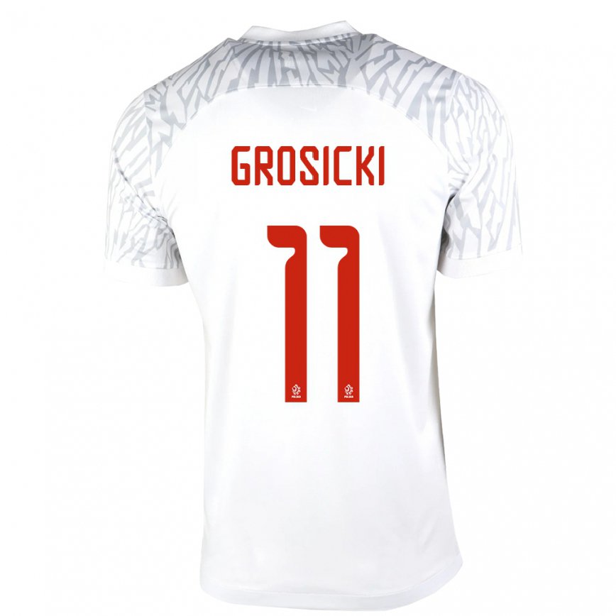 Hombre Camiseta Polonia Kamil Grosicki #11 Blanco 1ª Equipación 22-24 México