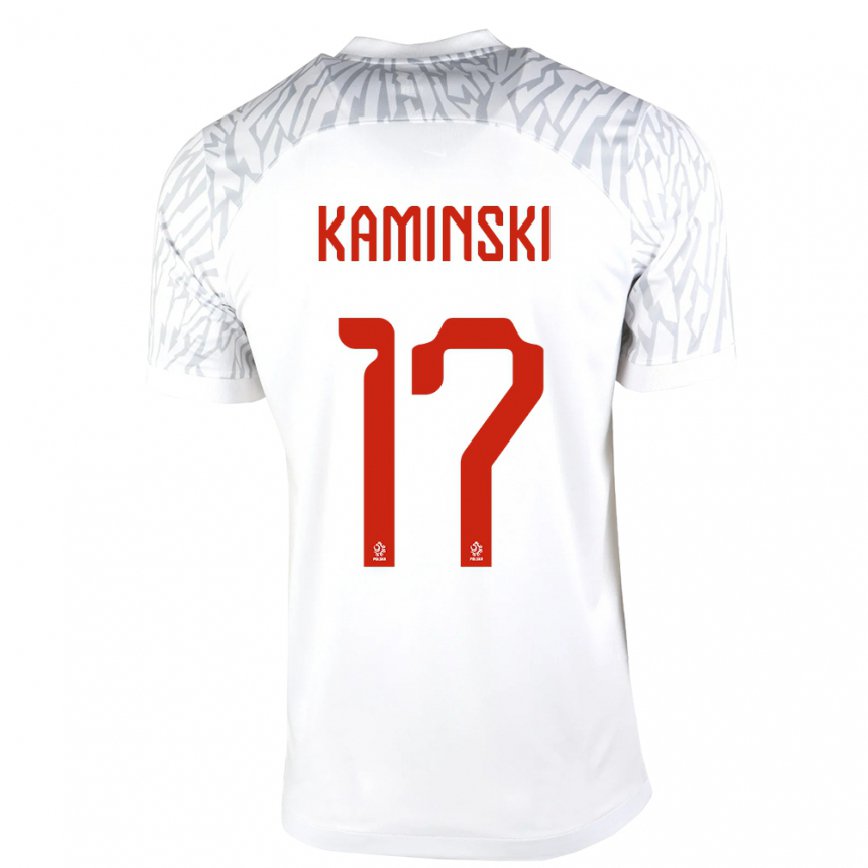 Hombre Camiseta Polonia Jakub Kaminski #17 Blanco 1ª Equipación 22-24 México